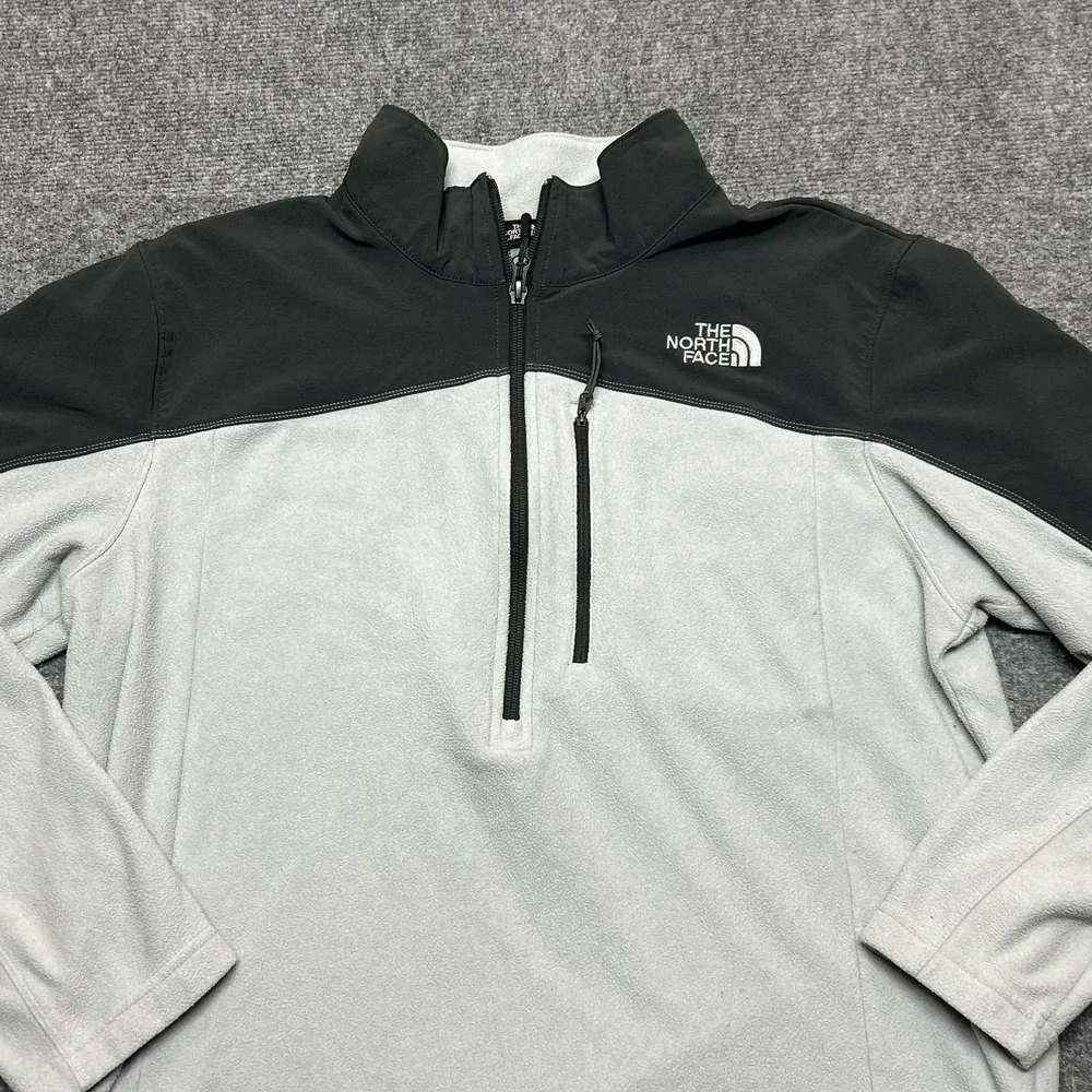 The North Face Jacket Mens L Gray Fleece 1/4 Zip Pullover Windbreaker Outdoor